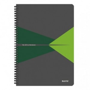 Caiet de birou LEITZ Office, PP, A4, cu spira, matematica - verde - ACOMI.ro