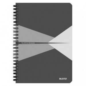 Caiet de birou LEITZ Office, PP, A5, cu spira, dictando - gri - ACOMI.ro