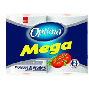 Prosop de hartie, 2 buc/set, 2 straturi, SANO PAPER TOWEL OPTIMA MEGA - ACOMI.ro