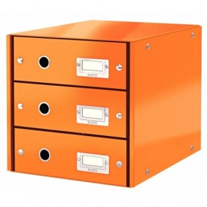 Suport pentru documente cu 3 sertare, portocaliu, LEITZ Click & Store - ACOMI.ro