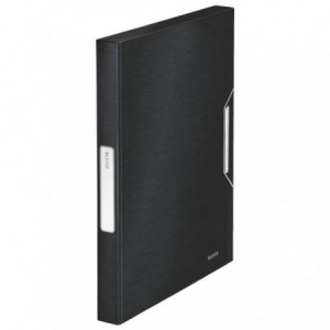 Mapa LEITZ Style Jumbo cu elastic, plastic PP, 30mm - negru satin - ACOMI.ro