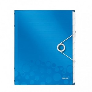 Mapa din plastic A4, 12 separatoare, albastru metalizat, LEITZ Wow - ACOMI.ro