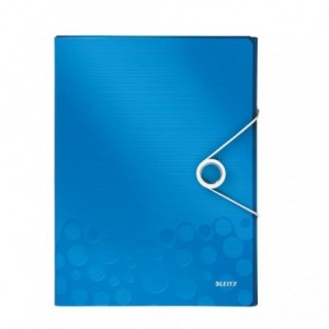 Mapa din plastic cu elastic, latime 30mm, albastru metalizat, LEITZ Wow - ACOMI.ro