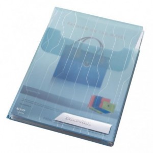 Mapa LEITZ Combi File Jumbo, cu burduf si eticheta, 3 buc/set - transparent albastru - ACOMI.ro