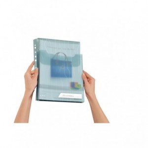 Mapa LEITZ Combi File Jumbo, cu burduf si eticheta, 3 buc/set - transparent albastru - ACOMI.ro