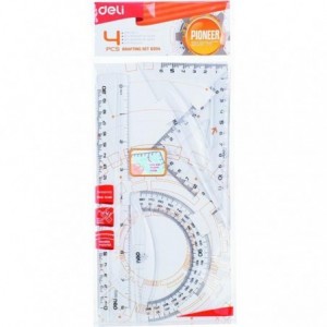 Set geometrie 4 piese mediu, transparent, Deli  - ACOMI.ro