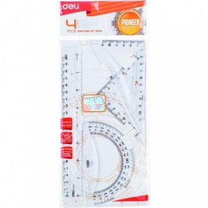 Set geometrie 4 piese mediu, transparent, Deli  - ACOMI.ro