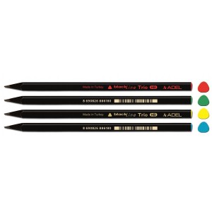 Creion grafit HB, lemn negru Trio Adel - ACOMI.ro