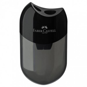 Ascutitoare plastic dubla cu container, negru, Faber Castell - ACOMI.ro