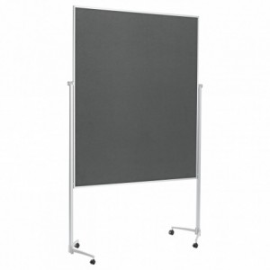 Panou prezentare mobil 1200 x 1500mm, rama aluminiu, dubla fata gri, MAGNETOPLAN - ACOMI.ro