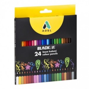 Creioane colorate, 12 culori/set, lemn negru, Adel - ACOMI.ro