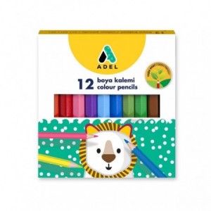 Creioane colorate, 12 culori/set, scurte(1/2) Adel - ACOMI.ro
