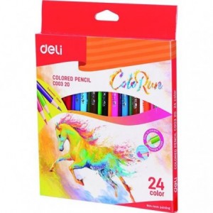 Creioane colorate 24 culori/set Colorun Deli - ACOMI.ro