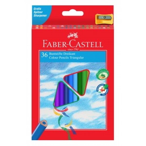 Creioane colorate triunghiulare cu ascutitoare , 36 culori/set, Eco Faber-Castell