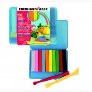 Plastilina 10 culori, cutie plastic, Eberhard Faber - ACOMI.ro