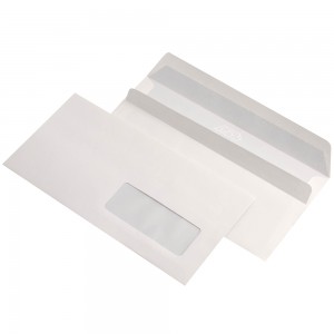 Plic DL (110x220mm) siliconic alb, fereastra dreapta, 1000 buc/cutie, RKV - ACOMI.ro