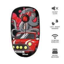 Mouse wireless 1600 dpi, rosu, TRUST Sketch Silent Click - ACOMI.ro