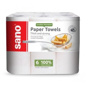 Set prosoape de hartie, foi groase si rezistente, SANO Paper Towels Thick and Strong, 6 buc/set - ACOMI.ro