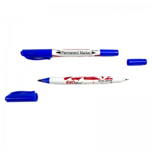 Marker pentru CD/DVD-uri, 2 capete - 0.5mm si 1.0mm, corp plastic, EVO - albastru