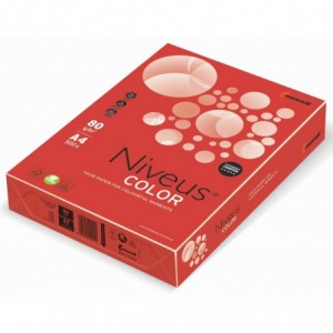 Hartie color copiator A4, rosu intens, 80g/mp, 500/top, CO44, NIVEUS - ACOMI.ro
