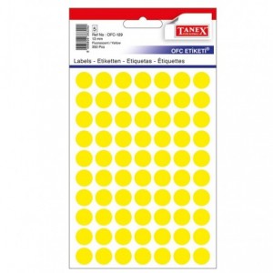 Etichete autoadezive rotunde, 13mm, galbene, 350 buc/tipla, TANEX - ACOMI.ro