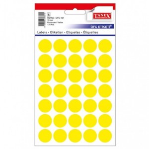 Etichete autoadezive rotunde, 19mm, galbene, 175 buc/tipla, TANEX - ACOMI.ro