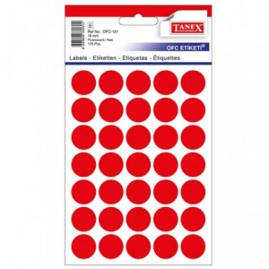 Etichete autoadezive rotunde, 19mm, rosii, 175 buc/tipla, TANEX - ACOMI.ro
