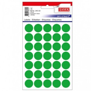 Etichete autoadezive rotunde, 19mm, verzi, 175 buc/tipla, TANEX - ACOMI.ro