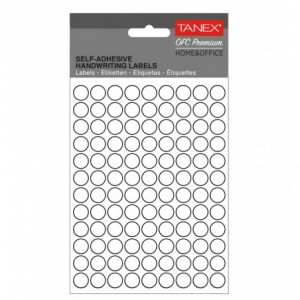 Etichete autoadezive rotunde, 10mm, albe, 1080 buc/tipla, TANEX - ACOMI.ro