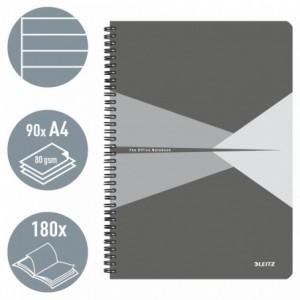 Caiet de birou LEITZ Office, A4, cu spira, dictando - gri - ACOMI.ro