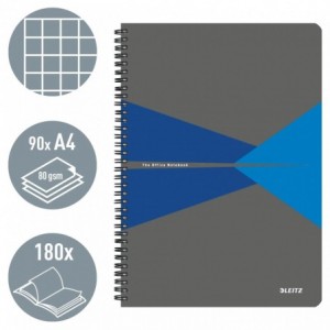 Caiet de birou LEITZ Office, A4, cu spira, matematica - albastru - ACOMI.ro