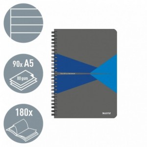 Caiet de birou LEITZ Office, A5, cu spira, dictando - albastru - ACOMI.ro