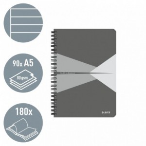 Caiet de birou LEITZ Office, A5, cu spira, dictando - gri - ACOMI.ro