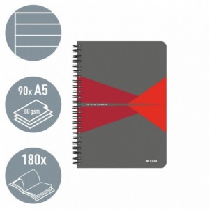 Caiet de birou LEITZ Office, A5, cu spira, dictando - rosu - ACOMI.ro