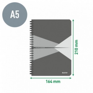 Caiet de birou LEITZ Office, A5, cu spira, matematica - gri - ACOMI.ro