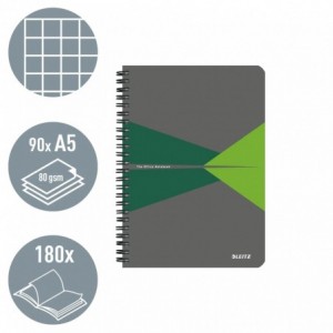 Caiet de birou LEITZ Office, A5, cu spira, matematica - verde - ACOMI.ro