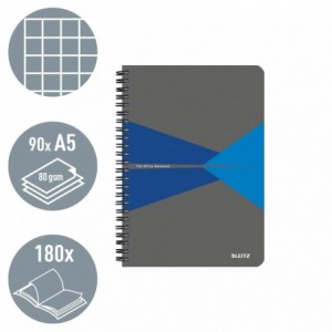 Caiet de birou LEITZ Office, PP, A5, cu spira, matematica - albastru - ACOMI.ro