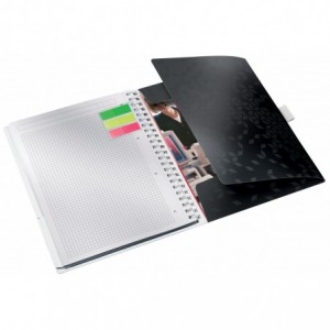 Caiet de birou LEITZ Wow Be Mobile, PP, A4, cu spira, matematica - negru - ACOMI.ro