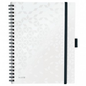 Caiet de birou LEITZ Wow Be Mobile, PP, A4, cu spira, dictando - alb - ACOMI.ro