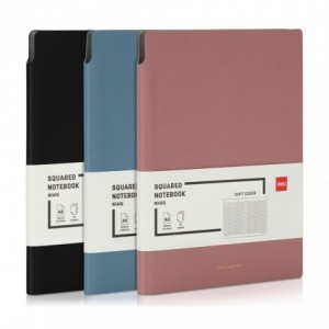 Caiet de birou DELI, imitatie piele, A5, 112 file, matematica - negru - ACOMI.ro