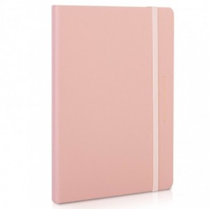 Caiet de birou DELI, imitatie piele, A5, 96 file, dictando - roz - ACOMI.ro