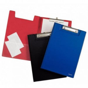 Clipboard dublu A4 negru, plastifiat PVC - ESSELTE