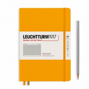 Caiet de birou LEUCHTTURM, A5, coperta rigida, matematica - galben mustar - ACOMI.ro