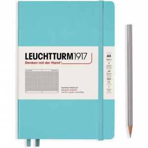 Caiet de birou LEUCHTTURM, A5, coperta rigida, matematica - bleu marin - ACOMI.ro