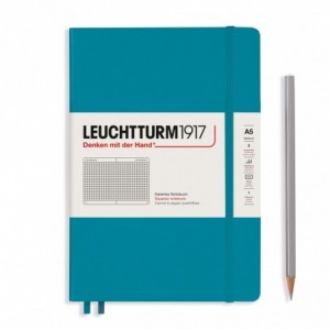 Caiet de birou LEUCHTTURM, A5, coperta rigida, matematica - albastru ocean - ACOMI.ro