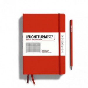 Caiet de birou LEUCHTTURM, A5, coperta rigida, matematica - rosu inchis - ACOMI.ro