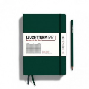 Caiet de birou LEUCHTTURM, A5, coperta rigida, matematica - verde padure - ACOMI.ro