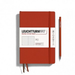 Caiet de birou LEUCHTTURM, A5, coperta flexibila, punctat - rosu inchis - ACOMI.ro
