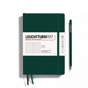 Caiet de birou LEUCHTTURM, A5, coperta flexibila, punctat - verde padure - ACOMI.ro