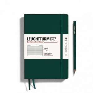 Caiet de birou LEUCHTTURM, A5, coperta flexibila, dictando - verde padure - ACOMI.ro